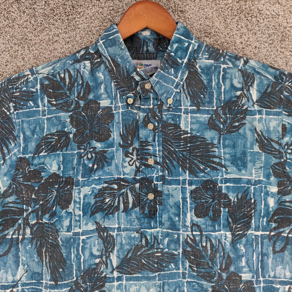 Vintage Reyn Spooner Hawaiian Shirt Mens Large Popover Floral Hibiscus Print